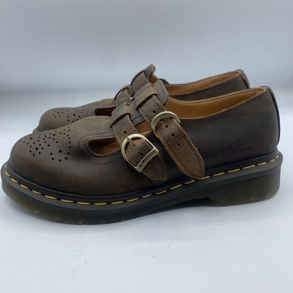 Dr. Martens Mary Jane Shoes 8065 Women 6 EU37 Double Buckle Brown Leather NWOB**